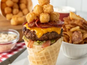 Bacon Cheeseburger Stuffed Tater Tot Cones