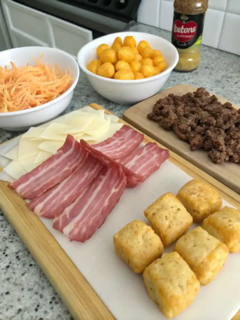 Bacon Cheeseburger Stuffed Tater Tot Cones 26 Bacon Cheeseburger Stuffed Tater Tot Cones ingredients