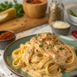 Cajun Alfredo Sauce recipe served over creamy pasta with parmesan and Cajun spices.