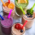 Low calorie smoothies recipe served in a glass with fresh fruit and a light, refreshing texture.