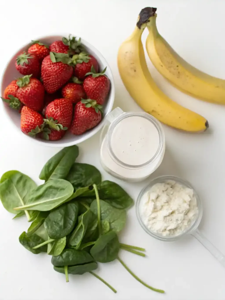 Low Calorie Smoothies: Refreshing & Diet-Friendly 26 Low calorie smoothies ingredients assorted fresh fruits, leafy greens, plant-based milk, ice cubes, and chia seeds.